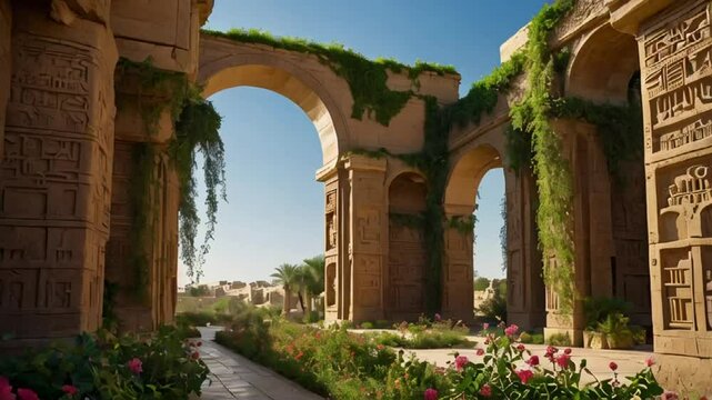 stunning hanging Gardens of Babylon Iraq sunny day

