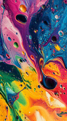 Rainbows of colorful paint splashing across a vibrant background, phone wallpaper