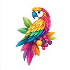 Obraz premium Vibrant and Colorful Parrot Perched Among Lush Tropical Leaves