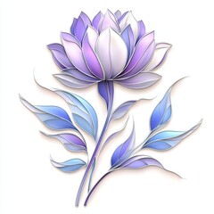 Elegant Purple Lotus Flower with Graceful Leaves in Soft Colors