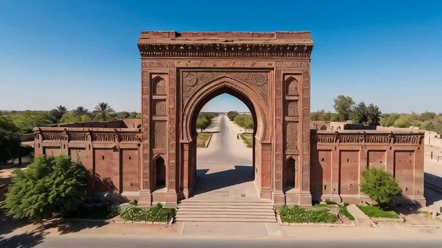 stunning Ishtar Gate Iraq sunny day

