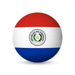 Fototapeta premium Paraguay flag - 3D sphere in colours of flag representing a country cultural identity and heritage. The essence of national pride and unity. Vector object on white background.