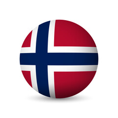 Norway flag - 3D sphere in colours of flag representing a country cultural identity and heritage. The essence of national pride and unity. Vector object on white background.