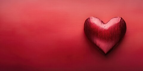 A vibrant red heart captivates the eye against a matching red backdrop, symbolizing love and passion on Valentine's Day.