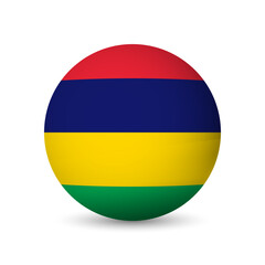 Mauritius flag - 3D sphere in colours of flag representing a country cultural identity and heritage. The essence of national pride and unity. Vector object on white background.
