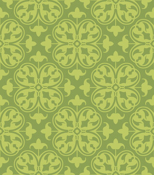 A vintage retro floral leafy damask pattern based on clover imagery. 