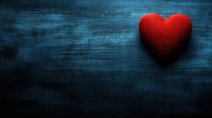 Obraz premium A vibrant red heart stands out boldly against a serene blue backdrop, framed by a deep black, capturing the essence of love and passion this Valentine's Day.