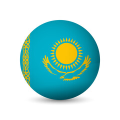 Kazakhstan flag - 3D sphere in colours of flag representing a country cultural identity and heritage. The essence of national pride and unity. Vector object on white background.