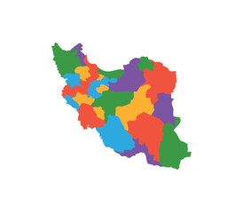 Multicolor Iran map political regions simple flat vector