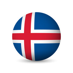 Iceland flag - 3D sphere in colours of flag representing a country cultural identity and heritage. The essence of national pride and unity. Vector object on white background.
