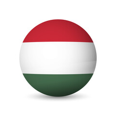 Hungary flag - 3D sphere in colours of flag representing a country cultural identity and heritage. The essence of national pride and unity. Vector object on white background.
