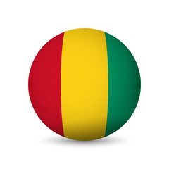 Guinea flag - 3D sphere in colours of flag representing a country cultural identity and heritage. The essence of national pride and unity. Vector object on white background.
