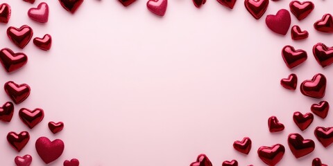 A delightful circle of vibrant hearts dances on a soft pink canvas, radiating love and joy that captures the essence of Valentine's Day.