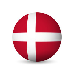 Obraz premium Denmark flag - 3D sphere in colours of flag representing a country cultural identity and heritage. The essence of national pride and unity. Vector object on white background.