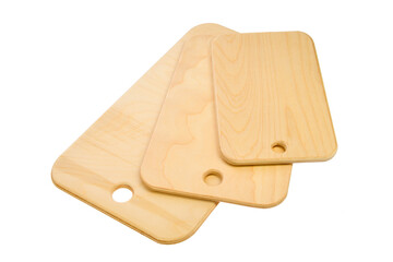 A set of wooden cutting board white background
