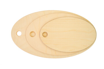 A set of wooden cutting board white background