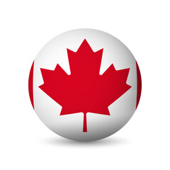 Canada flag - 3D sphere in colours of flag representing a country cultural identity and heritage. The essence of national pride and unity. Vector object on white background.