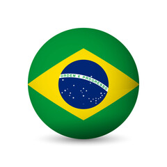 Fototapeta premium Brazil flag - 3D sphere in colours of flag representing a country cultural identity and heritage. The essence of national pride and unity. Vector object on white background.