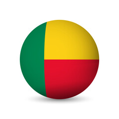 Fototapeta premium Benin flag - 3D sphere in colours of flag representing a country cultural identity and heritage. The essence of national pride and unity. Vector object on white background.