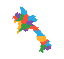 Obraz premium Multicolor Laos map political regions simple flat vector