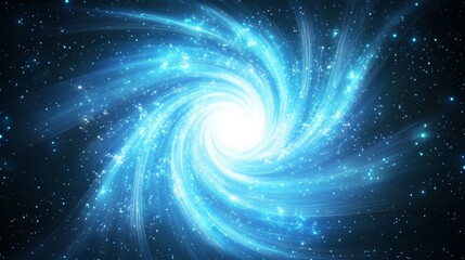 Fototapeta premium Bright blue portal light swirl on a dark background. Magic or fantasy theme