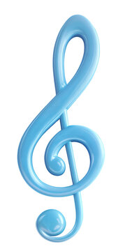 A matteblue sol key music note symbol, isolated over a transparent background. PNG	
