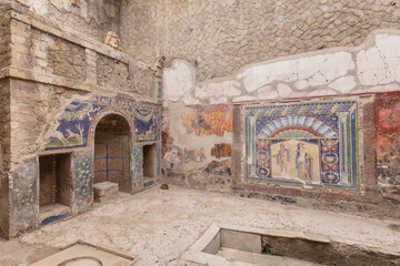 Neptune and Salacia wall mosaic in Herculaneum