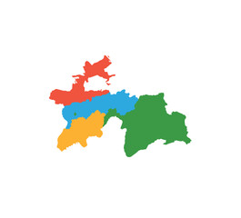 Fototapeta premium Multicolor Tajikistan map political regions simple flat vector