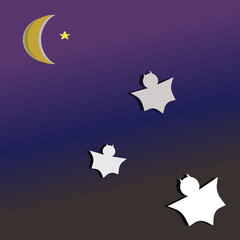 Bats and Moonlit Sky