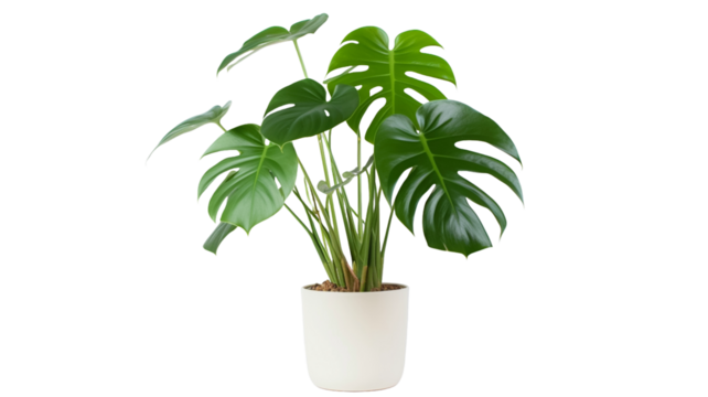 Beautiful monstera flower in a white pot on transparent background.
- Powered by Adobe