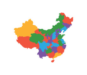 Obraz premium Multicolor China map political regions simple flat vector