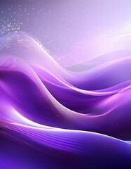 Fototapeta premium A dynamic wave-like design in various shades of purple, symbolizing the movement of support and hope for cancer awareness. The background features subtle light particles and gradients, creating an ins