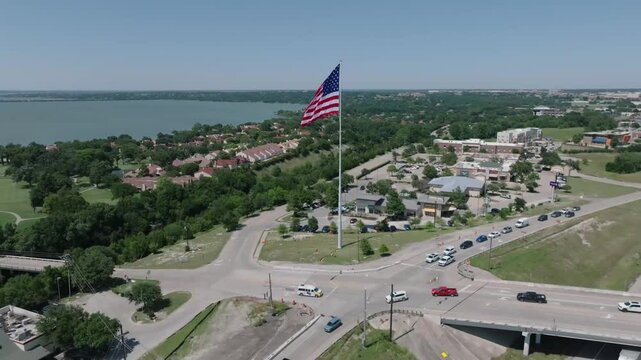 Rockwall Texas American Flag at entrance on i-30