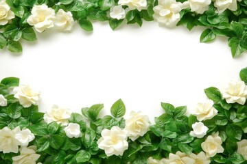 Frame of stunning spring flowers on a white background, flat lay with space for text