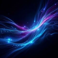 Fototapeta premium A dynamic futuristic background with flowing energy waves in electric blue and neon purple.