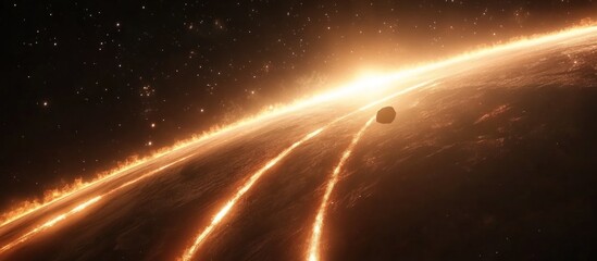Obraz premium Planet with lava cracks and a small moon in space, for backgrounds, science, games, or websites
