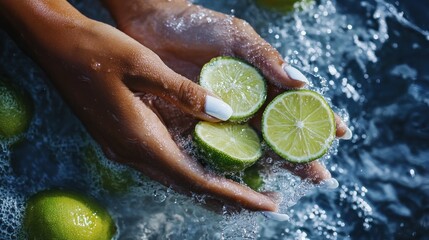 Fototapeta premium Refreshing Limes: A Splash of Citrus