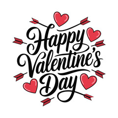 Happy Valentines day typography T-shirt design. Typography Happy Valentines Day t-shirt lettering design template isolated on a white background