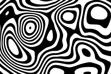 Black and white marble pattern. Black and white curved stripes, fluid wavy lines, artistic waves. Eps 10