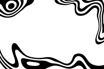 Wave lines abstract background, black thin wavy stripes with movement optical effect. Minimalistic drawing, graphic curves flow. Modern vector illustration isolated on white. Eps 10