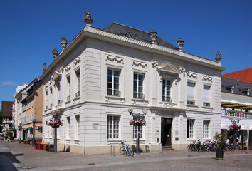 White neoclassical Böckingsches Palais building in the old town of Landau, Pfalz region in Germany