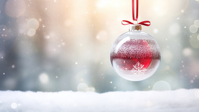 Festive Ornament in Snowy Landscape