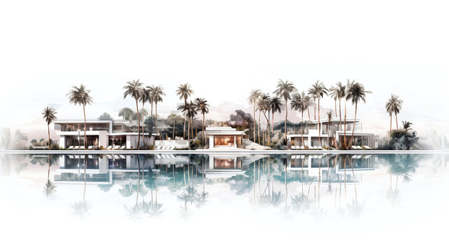 Architectural Illustration of a Luxury Resort