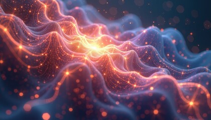 Fototapeta premium High-Definition Digital Art Wallpaper: Radiant Wavy Structure of Dots and Lines, 1920x1200 Resolution