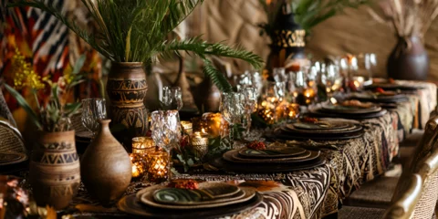 Fotobehang African-Inspired Setup with Tribal Patterns © Electric