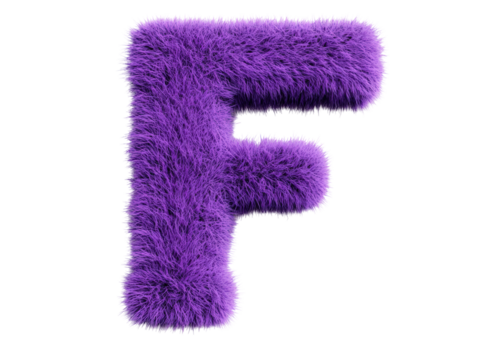 Isolated Purple Furry Letter F