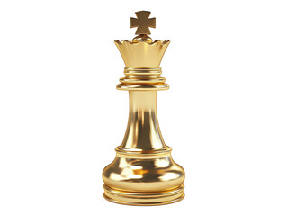 Isolated Golden Chess King Piece with Cross