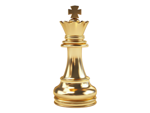 Isolated Golden Chess King Piece with Cross