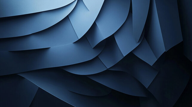 Blue abstract layered geometric pattern with smooth textures and sharp edges