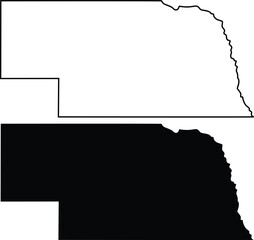 Nebraska state U.S. map outline and silhouette icon design